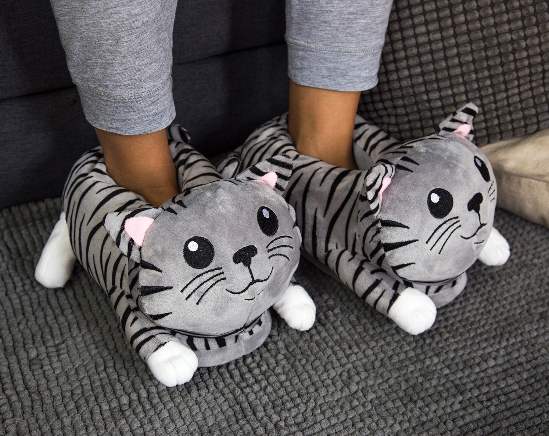 Katzen Plüsch Hausschuhe Kuschelig Slipper Gästehausschuhe Pantoffel eBay