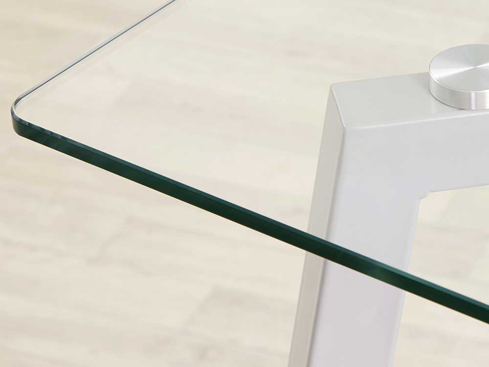 Profile And Delta 46 Seater Glass Dining Table and Grey Chairs