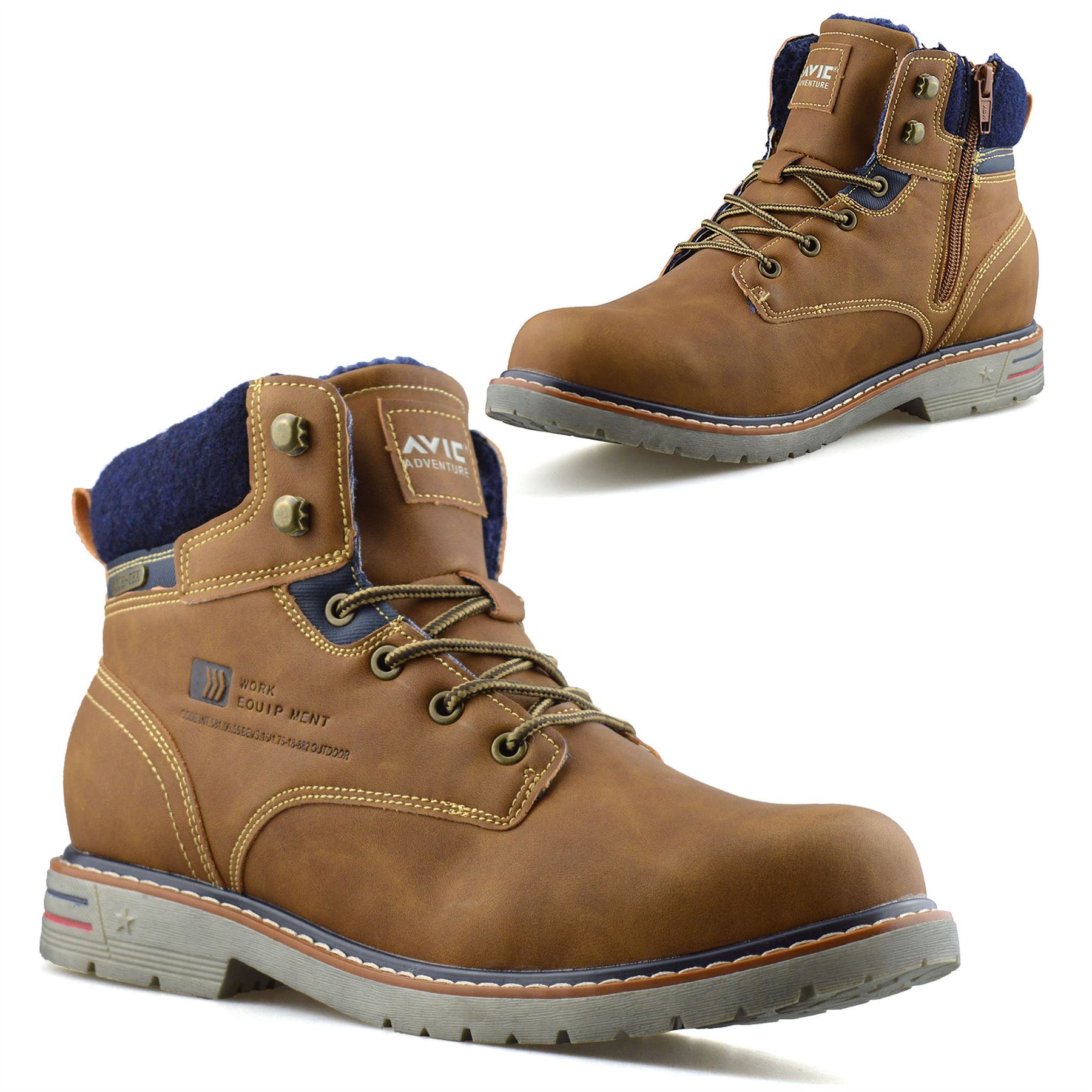 Mens Zip Up Walking Hiking Warm Military Army Combat Work Ankle Boots
