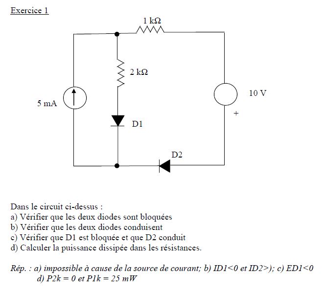 Diode Comment résoudre ces exercices ? par JeremyAllemand