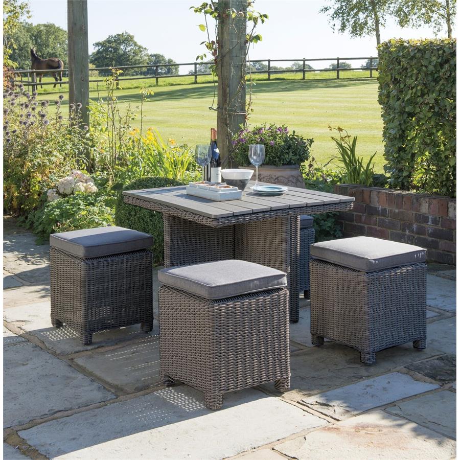 Kettler Palma Cube Set Rattan with Polywood Slat Top Table