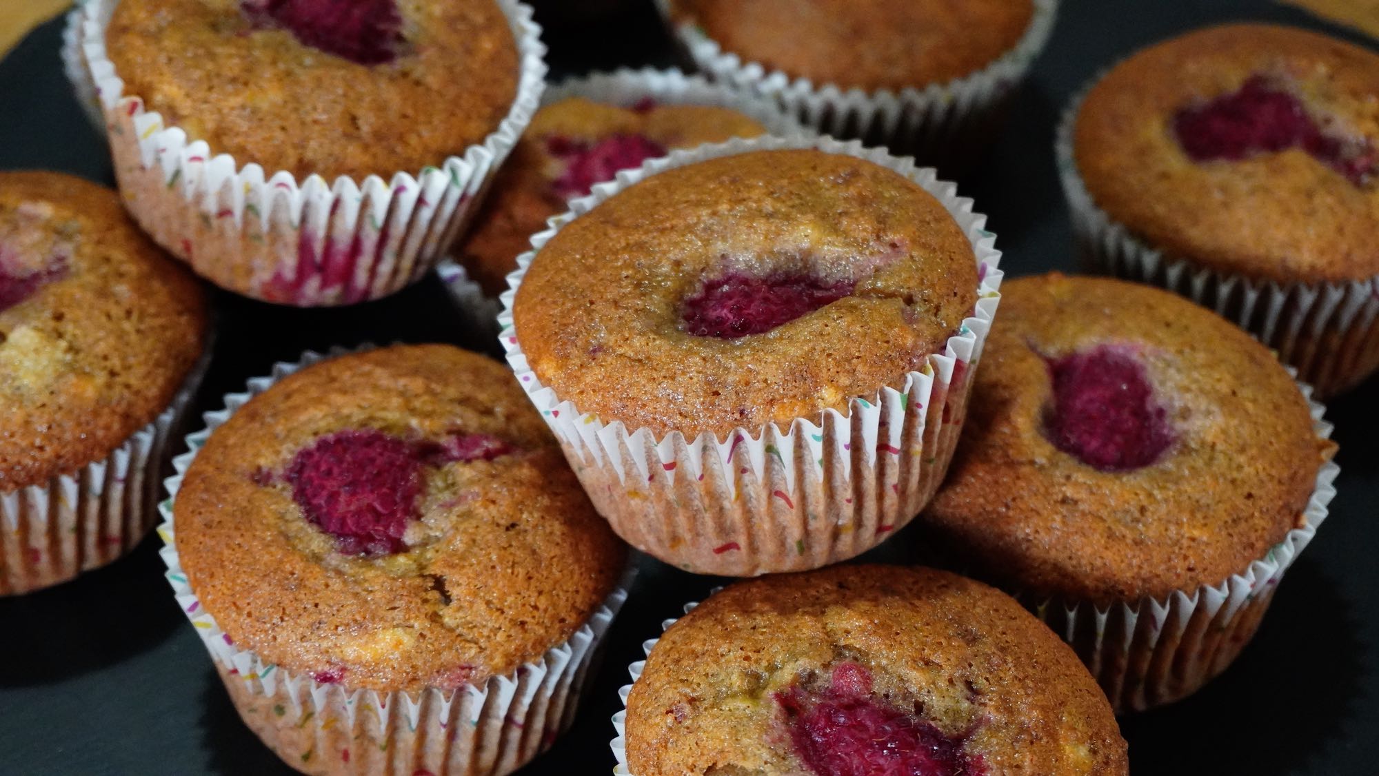 Spelt Raspberry Banana Muffins