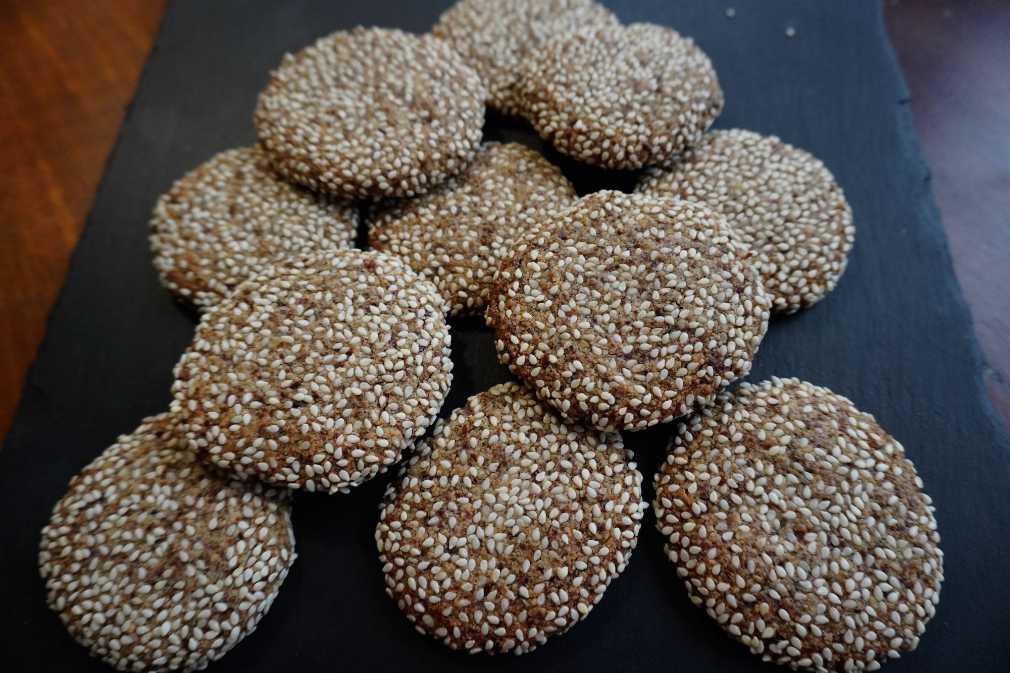 Flaxseed Almond Sesame Seed Cookies no eggs, no dairy & glutenfree