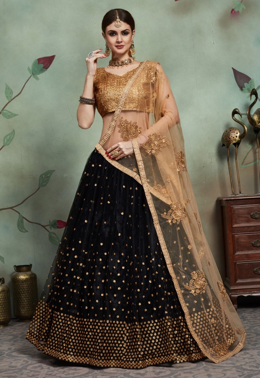 Black Soft Net Party Wear Lehenga Choli Lehengas Designer Collection