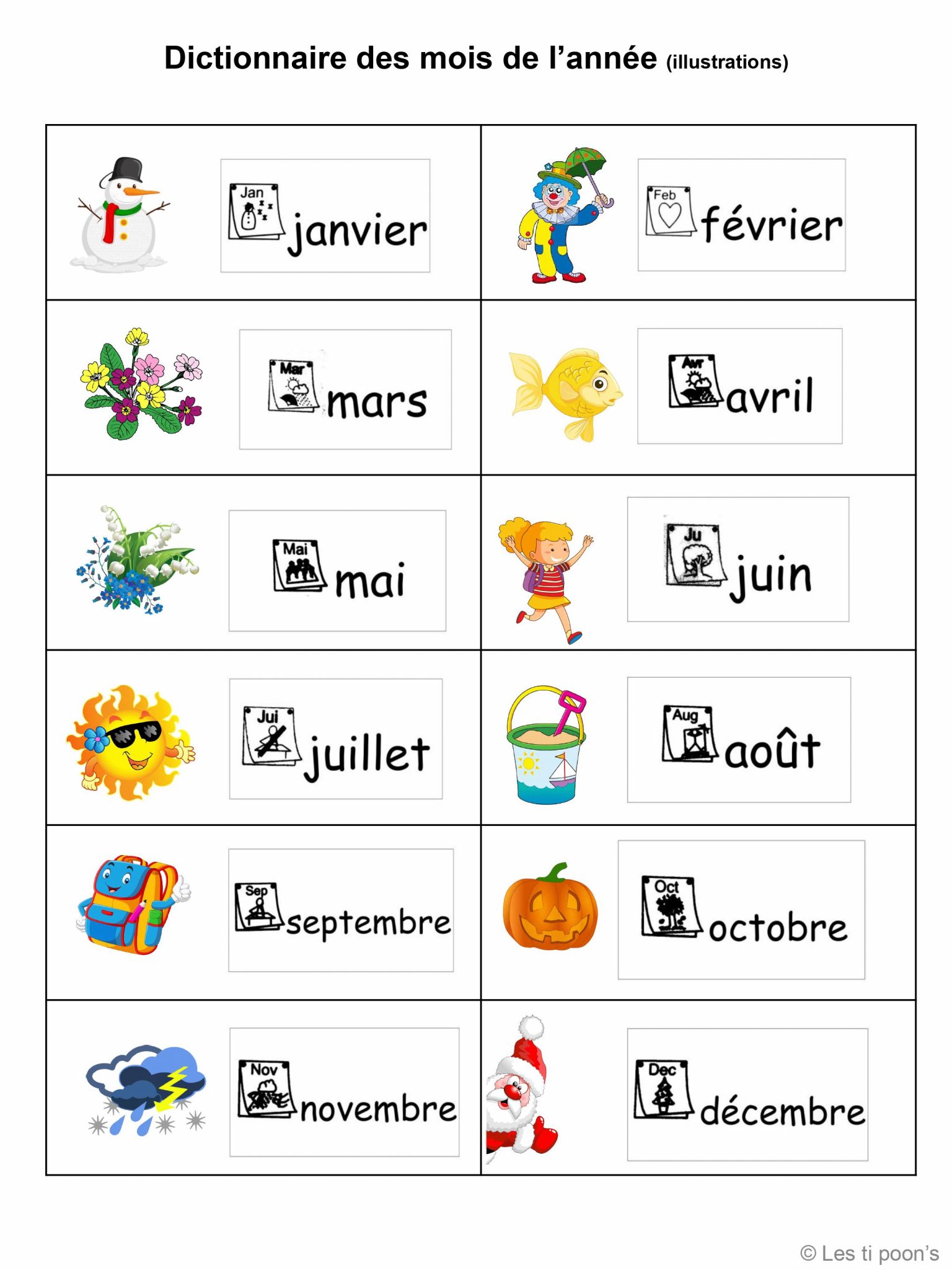 Affichage Mois De L Année Affichage 12 mois de l\'année