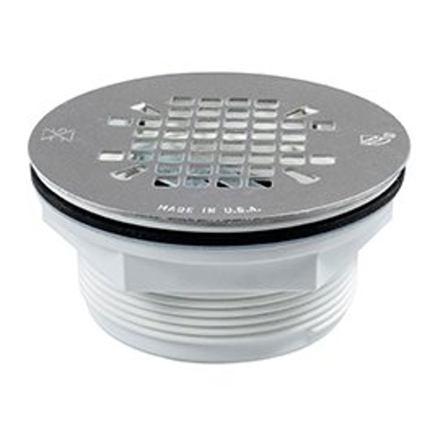 Pace Supply Shower Module Drain, 2 in, No Caulk, 41/4 in, Grid, PVC