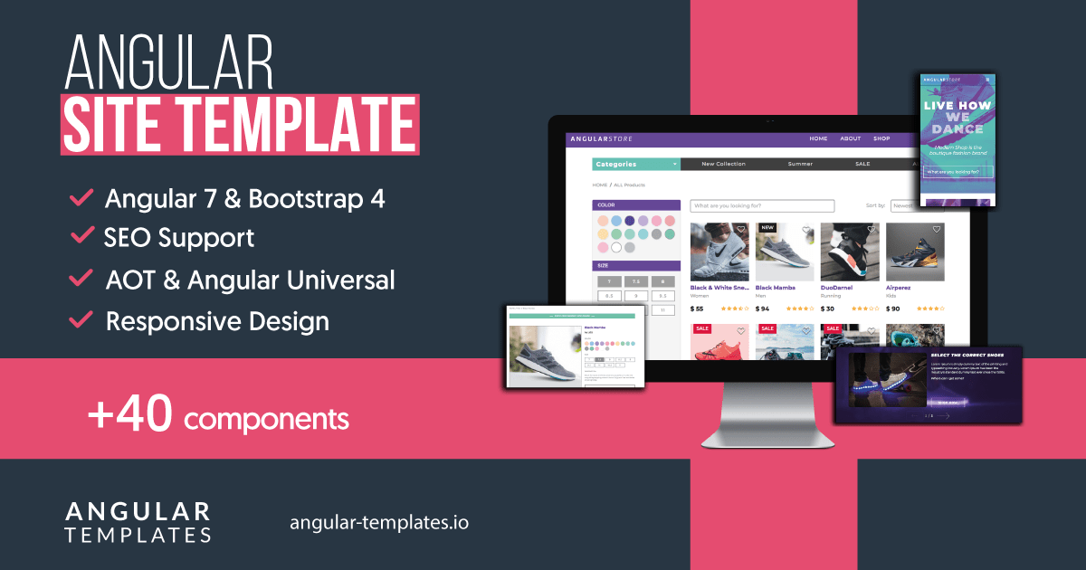 Angular 7 Site Template SEO + Universal + Responsive Angular Templates