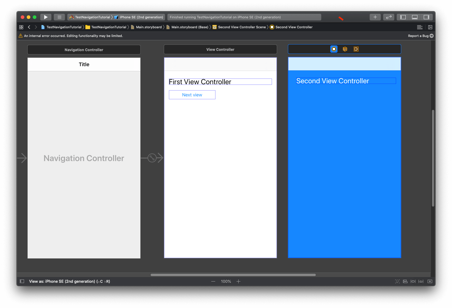 Test View Controller Push to Navigation Controller Apps Developer Blog