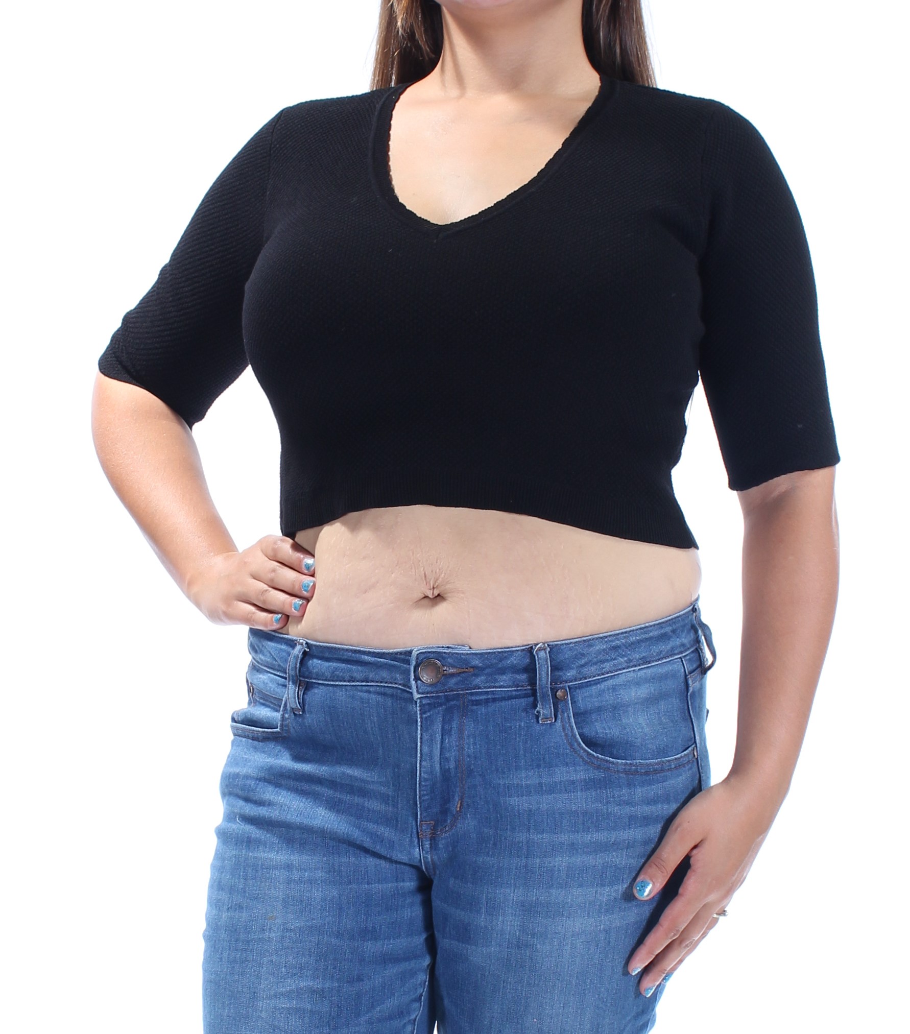 RACHEL ROY Womens Textured Short Sleeve Crop Top Top XL eBay
