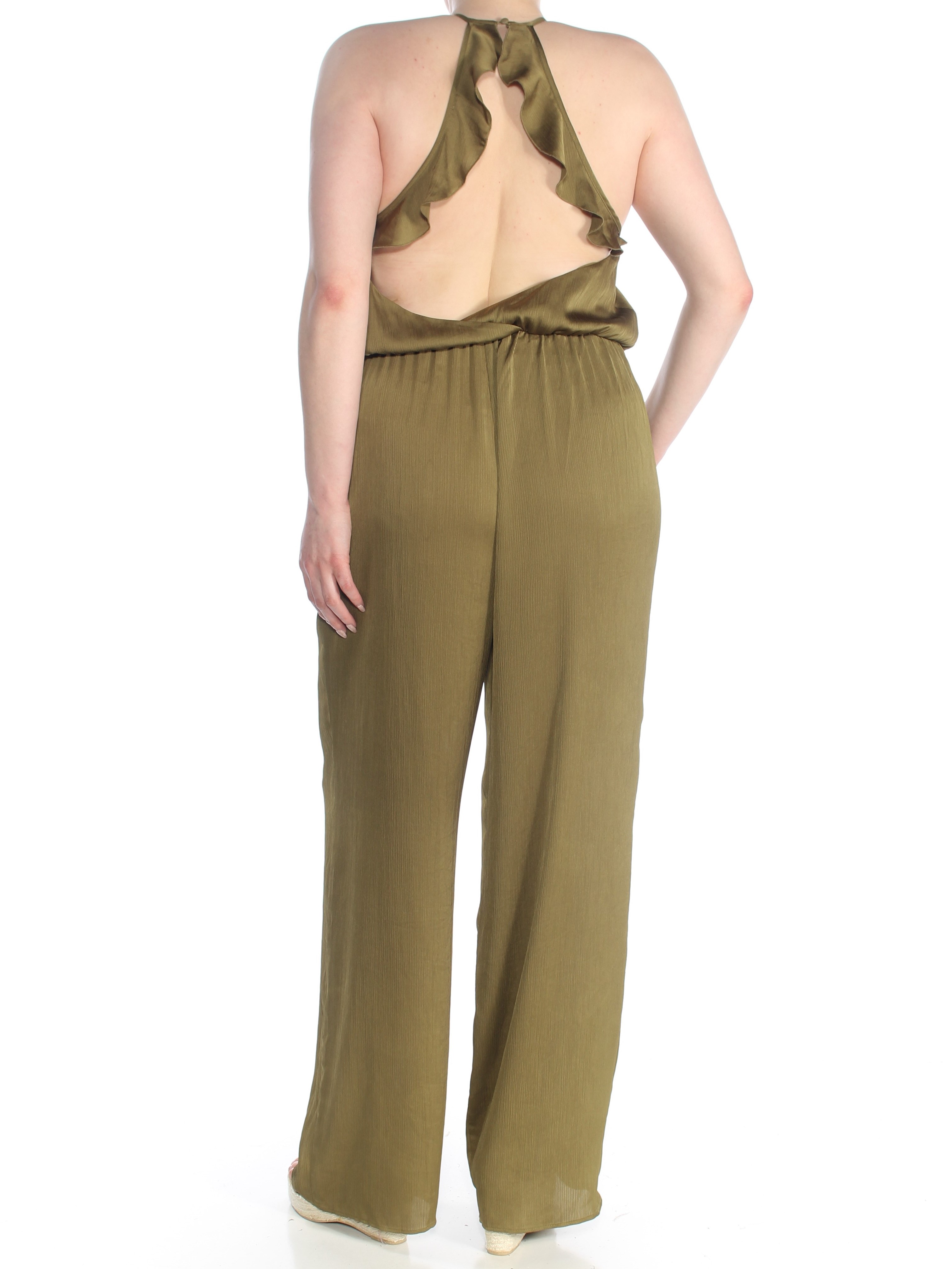 GUESS 108 Womens New 1672 Green Open Back Sleeveless Halter Jumpsuit