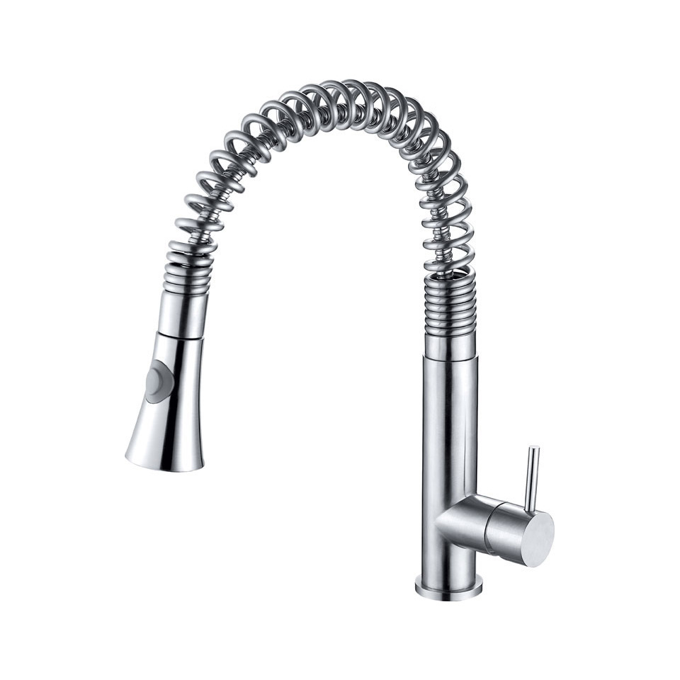 Bath4All ALFI Brand AB2032 Solid Stainless Steel Commercial Spring Kitchen Faucet with Pull