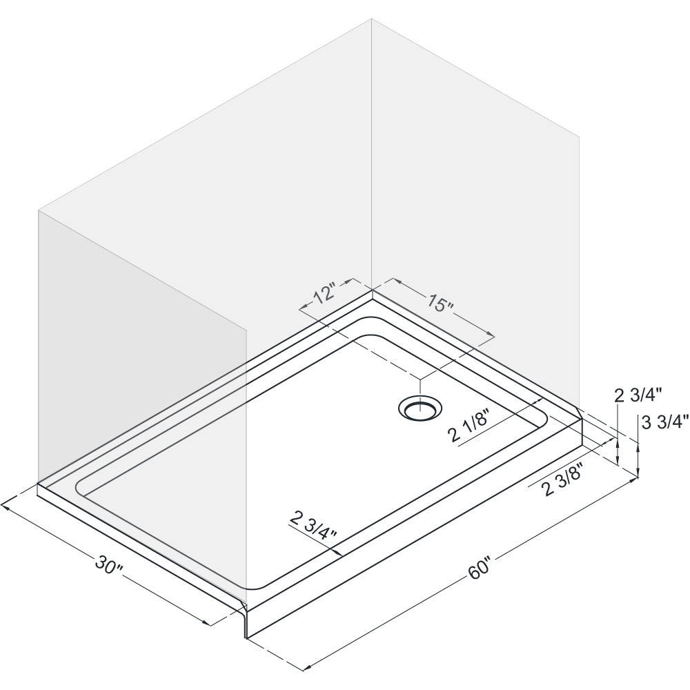 DreamLine DLT1130602 SlimLine 30 x 60" Shower Base Right Hand Drain