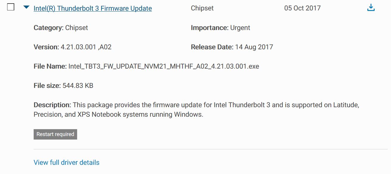 Thunderbolt™ 3 Firmware and Driver Updates for Dell Computers Cable