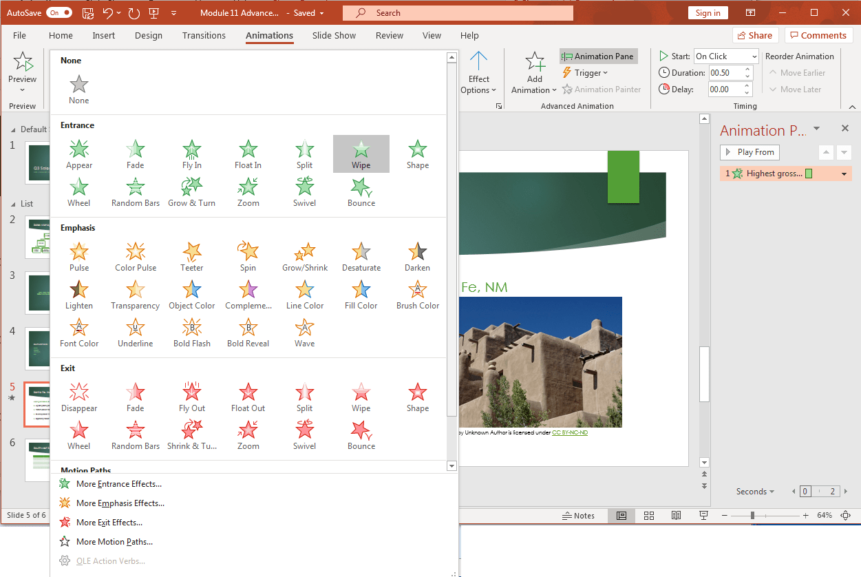Animations in PowerPoint Computer Applications for Managers