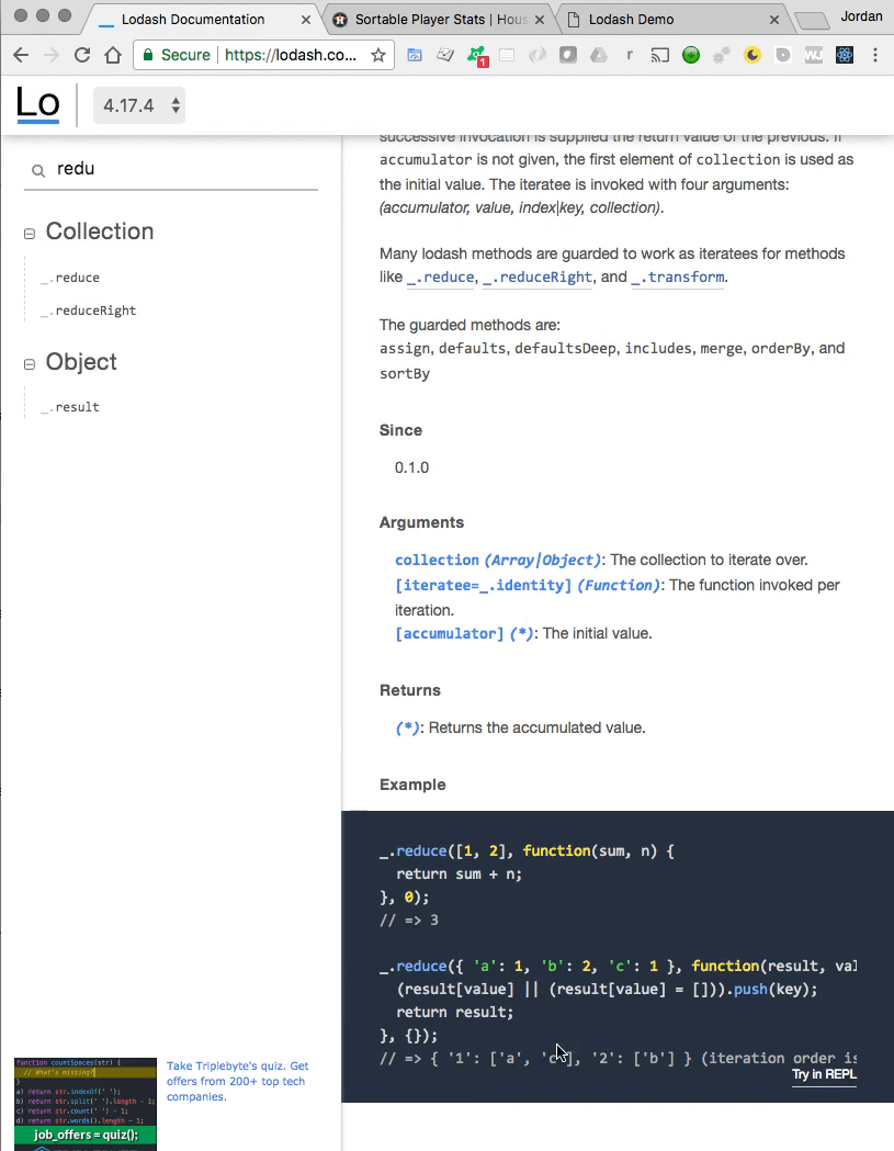 Popular Lodash Functions keyBy, reduce, and random