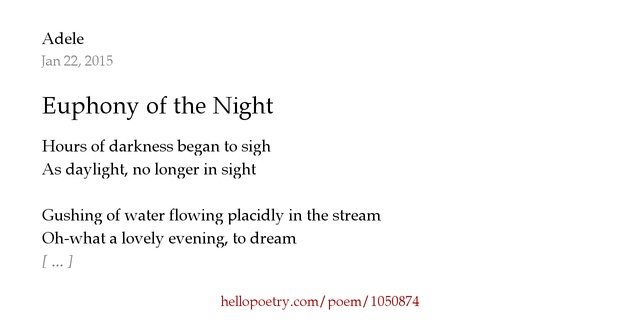 Euphony of the Night by Adele Hello Poetry