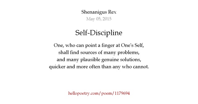 SelfDiscipline by Anubis the Philosomancer Hello Poetry