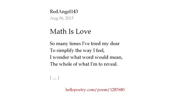 Math Is Love by RedAngel143 Hello Poetry