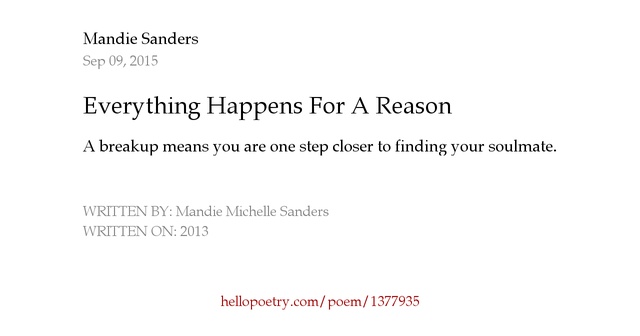 Everything Happens For A Reason by Mandie Michelle Sanders