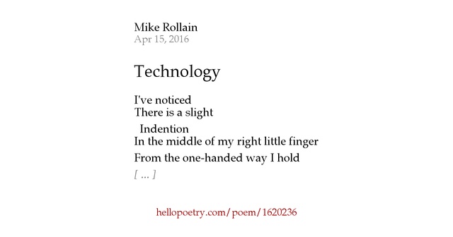 Technology by Mike Rollain Hello Poetry