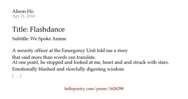 Title Flashdance by Tamagoji Hello Poetry