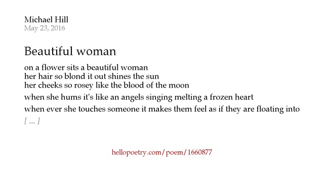 Beautiful woman by Michael Hill Hello Poetry