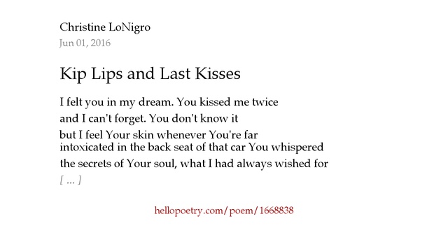 Kip Lips and Last Kisses by C Hello Poetry