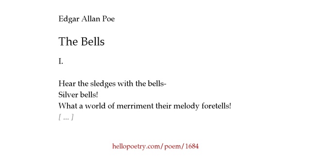 The Bells by Edgar Allan Poe Hello Poetry
