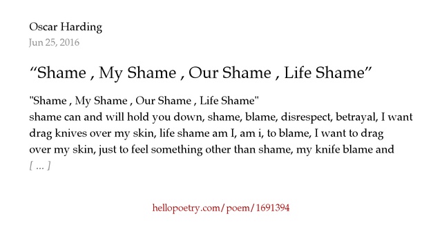 “Shame , My Shame , Our Shame , Life Shame” by Oscar