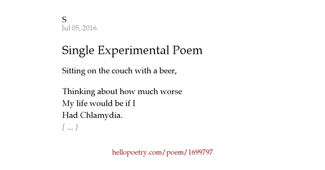 Single Experimental Poem by Hello Poetry