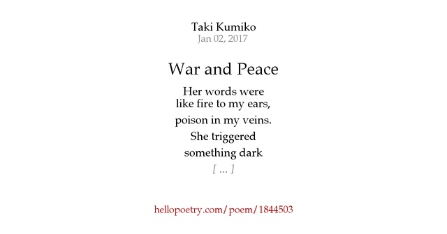 War and Peace by Taki Kumiko Hello Poetry