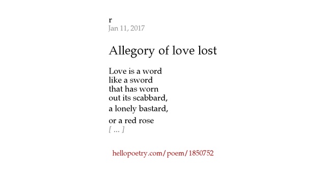 Allegory of love lost by r Hello Poetry