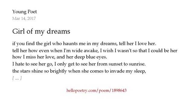 Girl of my dreams by Young Poet Hello Poetry