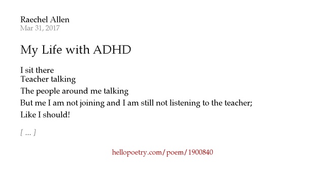 My Life with ADHD by Raechel Allen Hello Poetry
