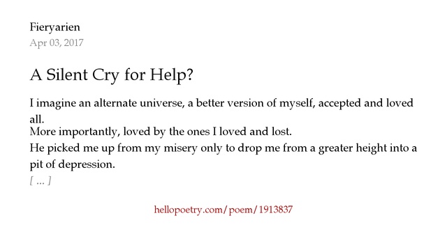 A Silent Cry for Help? by The Misconstrued Hello Poetry