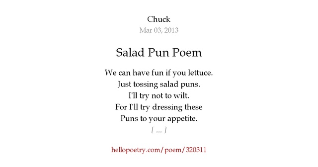 Salad Pun Poem by Chuck Hello Poetry