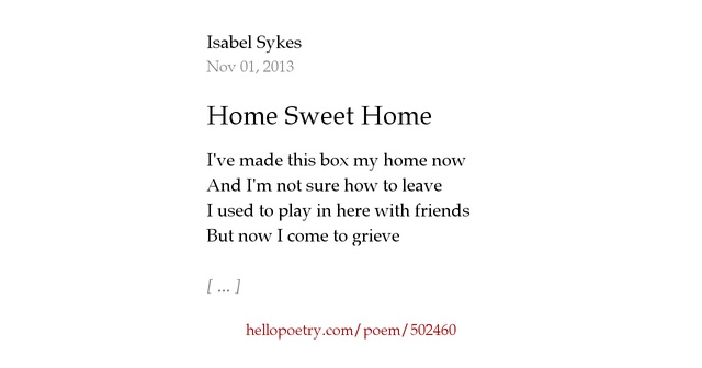 Home Sweet Home by Isabel Sykes Hello Poetry
