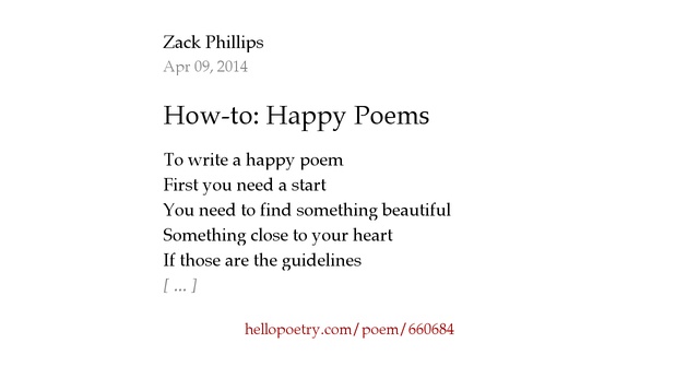 Howto Happy Poems by Zack Phillips — Hello Poetry
