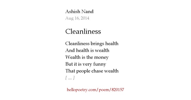 Cleanliness by Ashish Nand Hello Poetry