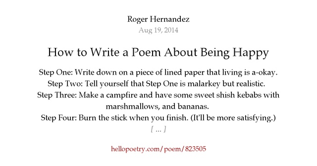How to Write a Poem About Being Happy by Roger Hernandez Hello Poetry
