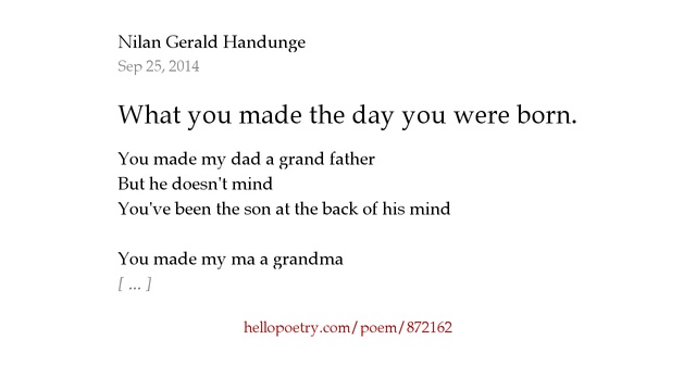 What you made the day you were born. by Nilan Gerald