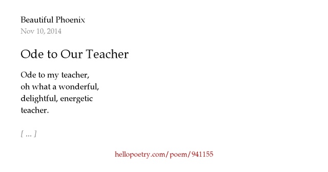 Ode to Our Teacher by Beautiful Phoenix Hello Poetry