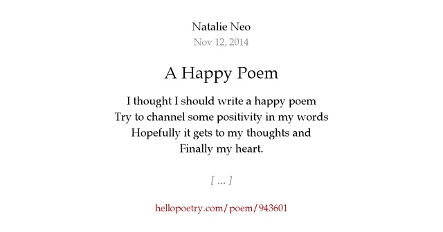 A Happy Poem by Natalie Neo Hello Poetry