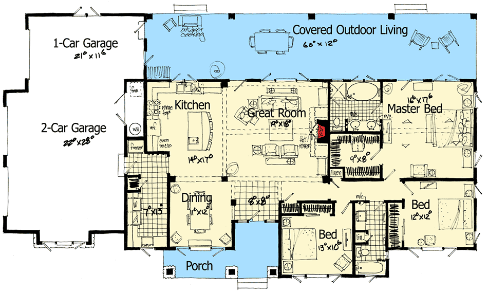 Mountain Home with Outdoor Living Space 12929KN Architectural