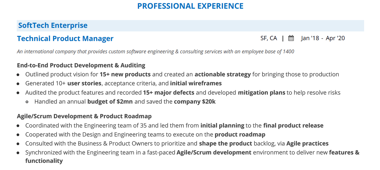 Technical Product Manager Resume 2020 Guide with 10+ Resume Examples