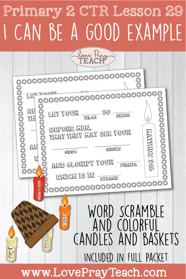 LDS Primary 2 Lesson 29 "I Can Be a Good Example" Printable Lesson Packet