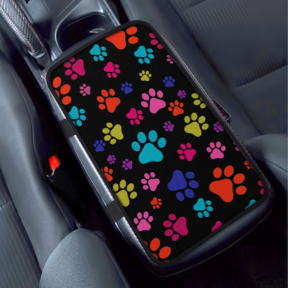 Multicolor Paws Dog Neoprene Car Armrest Pad Center Console Cushion Mat Cover eBay