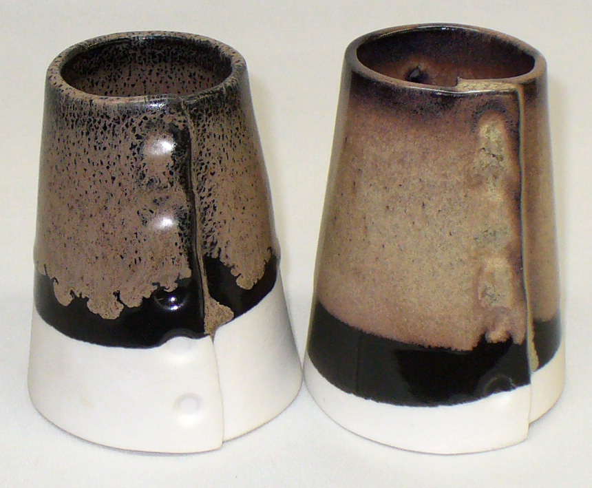 Cone 6 black with a second layer of oatmeal glaze