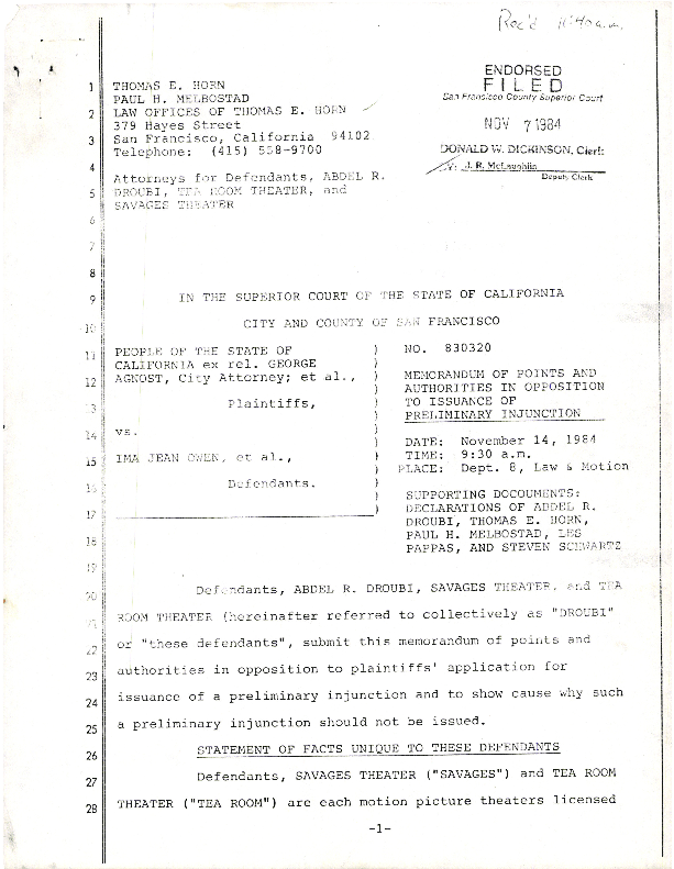 Memorandum of points and authorities in opposition to issuance of