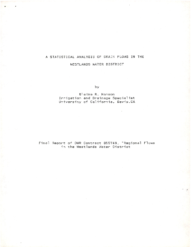 A statistical analysis of drain flows in the westlands water district